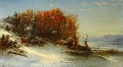 Regis-Francois Gignoux First Snow Along the Hudson River oil painting